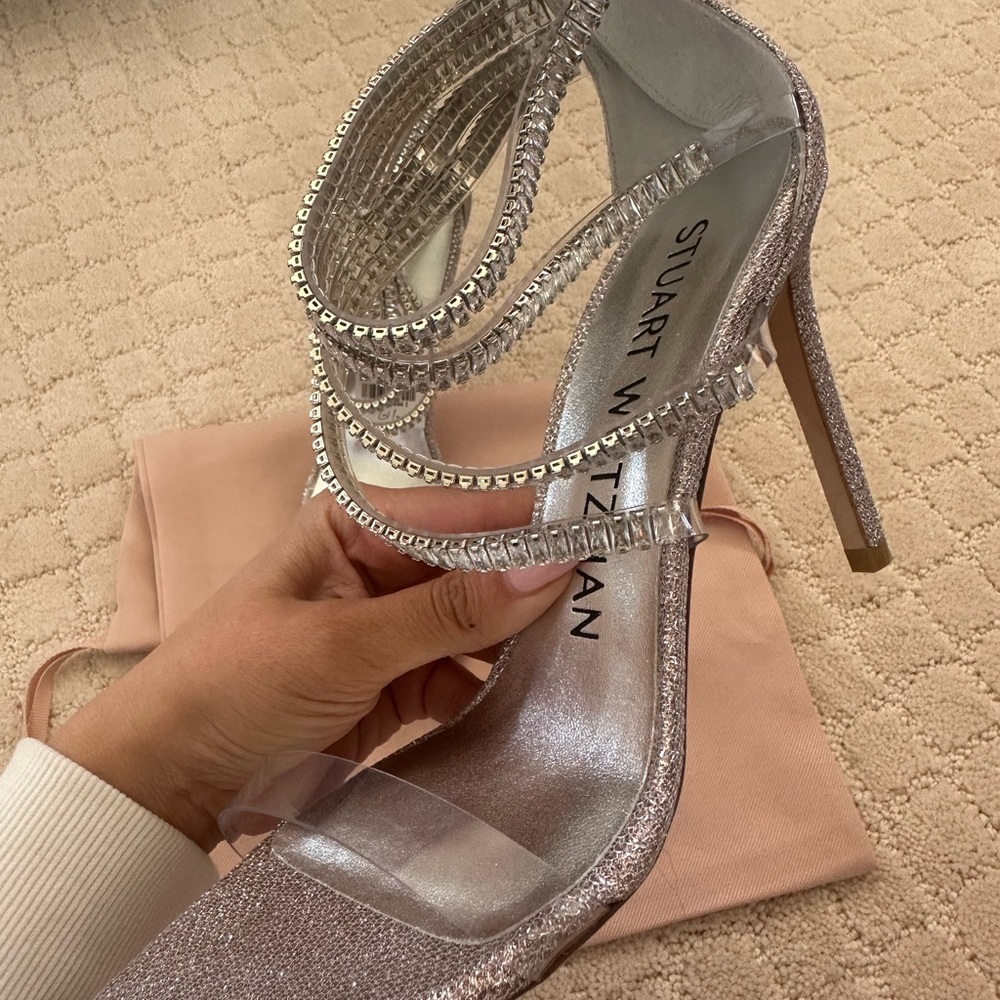 Stuart Weitzman Silver High Heel Sandals - never worn, brand new